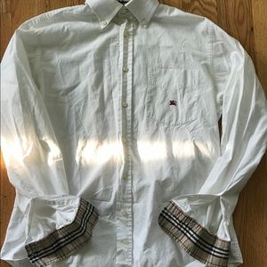 Burberry white button-up shirt nova check